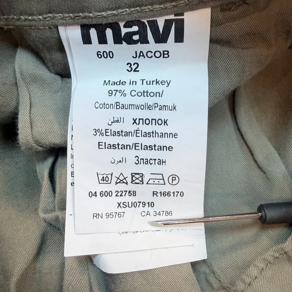 Mavi Jacob Shorts Mens 32 Olive Green Chino Stretch Casual Flat Front 11in
